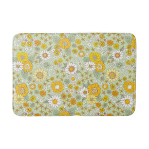 Tapete De Banheiro Yellow Floral Garden Pattern