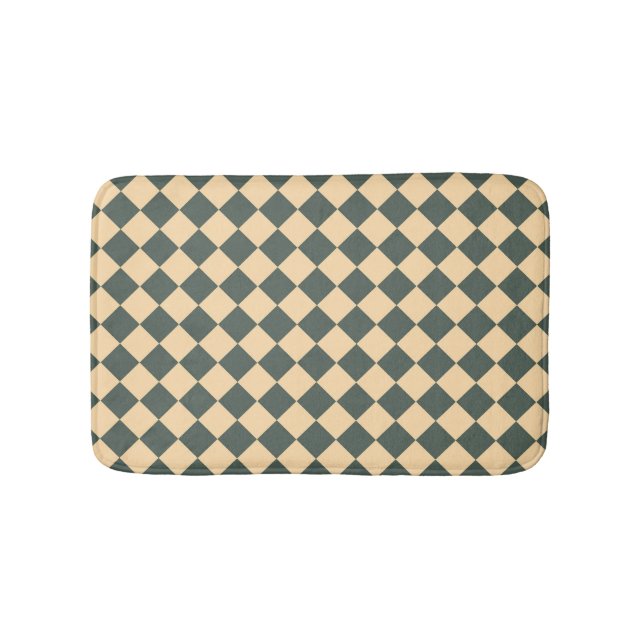 Tapete De Banheiro Yellow Green Checker Diamond Pattern (frente)