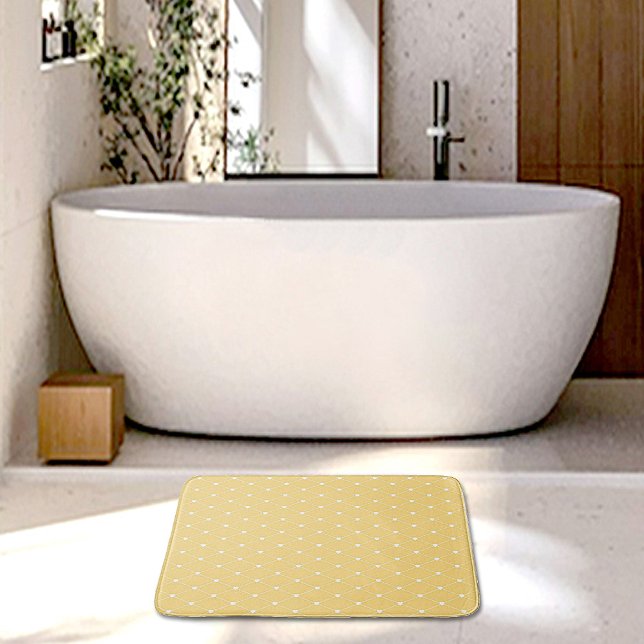 Tapete De Banheiro Yellow Hearts Pattern Bath Mat (Criador carregado)