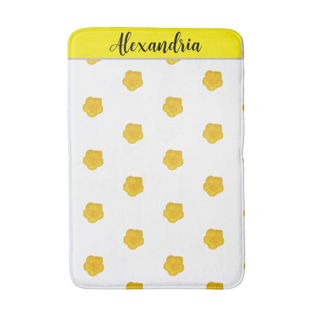 Tapete De Banheiro Yellow Wildflower customizable  Photo Bath Mat (Frente Vertical)