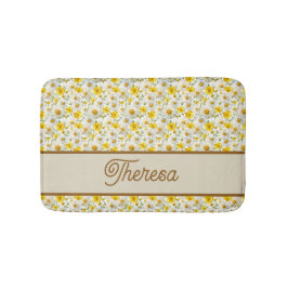 Tapete De Banheiro Yellow Wildflowers Pattern Monogram Name