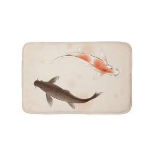 Tapete De Banheiro Yin Yang Koi pesca na pintura oriental do estilo