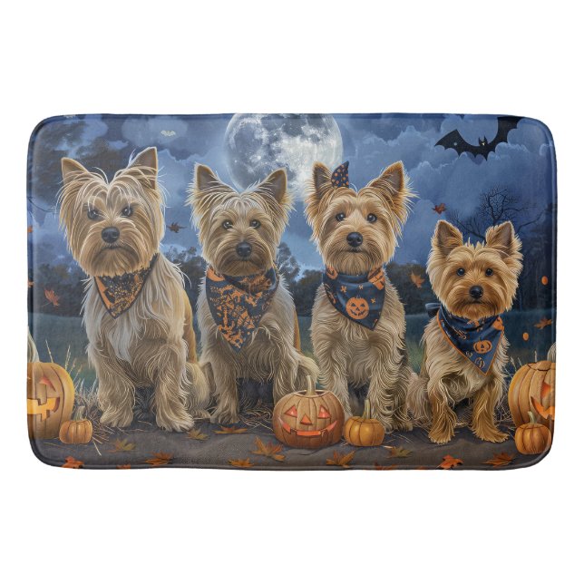 Tapete De Banheiro Yorkipoo Halloween Spooky (Frente)