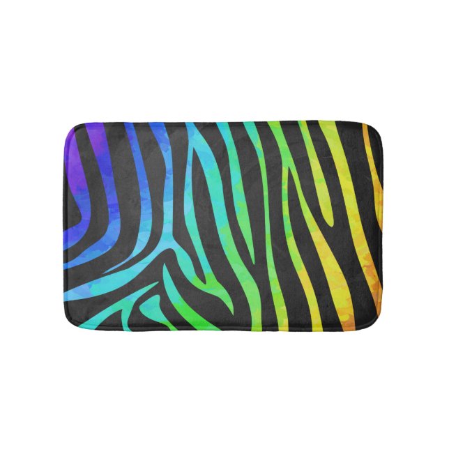 Tapete De Banheiro Zebra Black e Rainbow Impressão (frente)