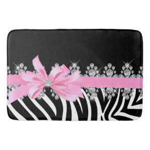 Tapete De Banheiro Zebra de Delilah do diamante (rosa)