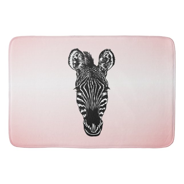 Tapete De Banheiro Zebra Head em Rosa (Frente)