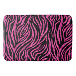 Tapete De Banheiro Zebra - Impressão Preta-Rosa Quente