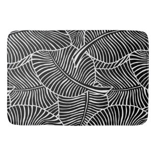 Tapete De Banheiro Zebra Palm havaiano — Preto tropical e branco