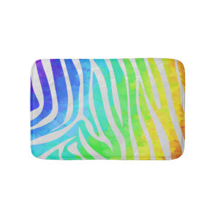 Tapete De Banheiro Zebra Rainbow e White Impressão