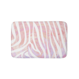Tapete De Banheiro Zebra rosa e Impressão branca