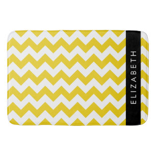 Tapete De Banheiro Zigzag Amarelo, Chevron Amarelo, Seu Nome