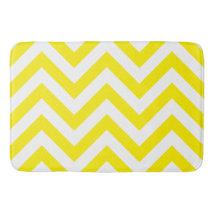 Tapete De Banheiro Zigzag Padrão Amarelo e Branco