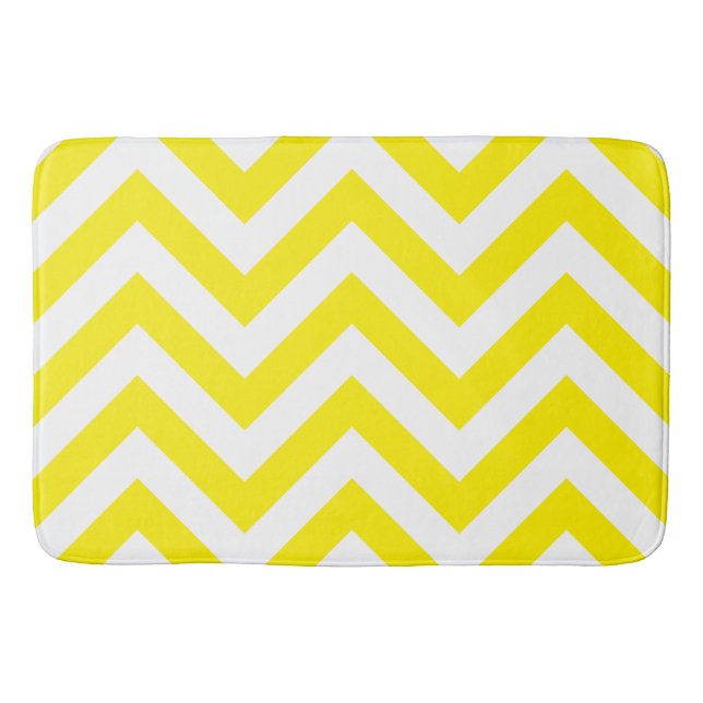 Tapete De Banheiro Zigzag Padrão Amarelo e Branco (Frente)