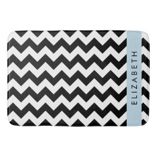 Tapete De Banheiro Zigzag preto-e-branco, padrão Chevron, seu nome