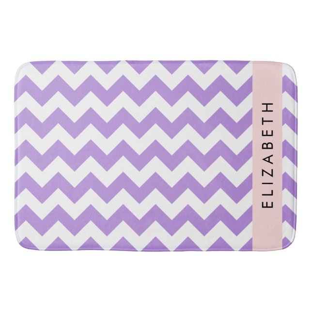 Tapete De Banheiro Zigzag Roxo, Chevron Roxo, Seu Nome (Frente)