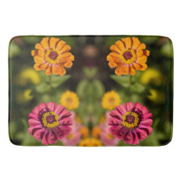 Tapete De Banheiro Zinnias cor de laranja e rosa na flor