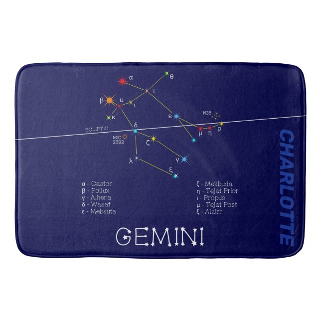 Tapete De Banheiro Zodiac Constelação Gemini (Frente)