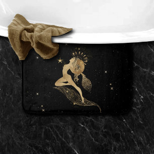 Tapete De Banheiro Zodiac Goddese   Astrologia Cósmica Dourada