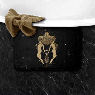 Tapete De Banheiro Zodiac Goddese Astrologia Cósmica Dourada Gemini