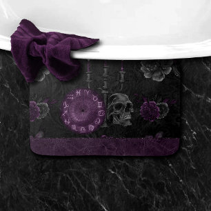 Tapete De Banheiro Zodiac Magic Rosas de crânio de ameixa roxa escu