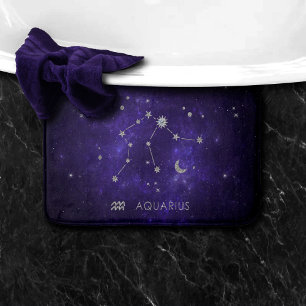 Tapete De Banheiro Zodiac Purple Aquarius   Astrologia Horóscopo