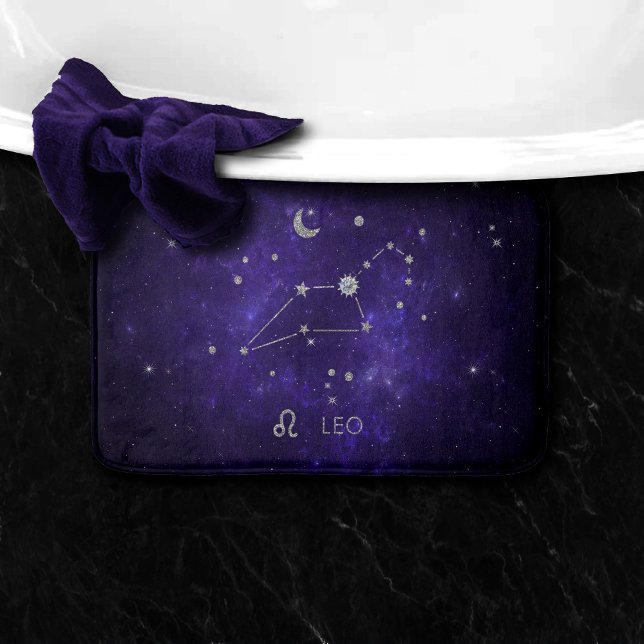 Tapete De Banheiro Zodiac Purple Leo | Astrologia Cósmica Horoscópio (Criador carregado)
