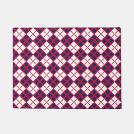 Tapete de Boas-Vindas Argyle Vermelho, Branco e Az