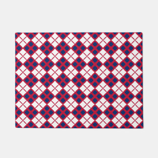 Tapete de Boas-Vindas Argyle Vermelho, Branco e Az