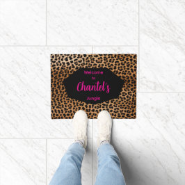 Tapete de Boas-vindas com Estampa de Leopardo Glam