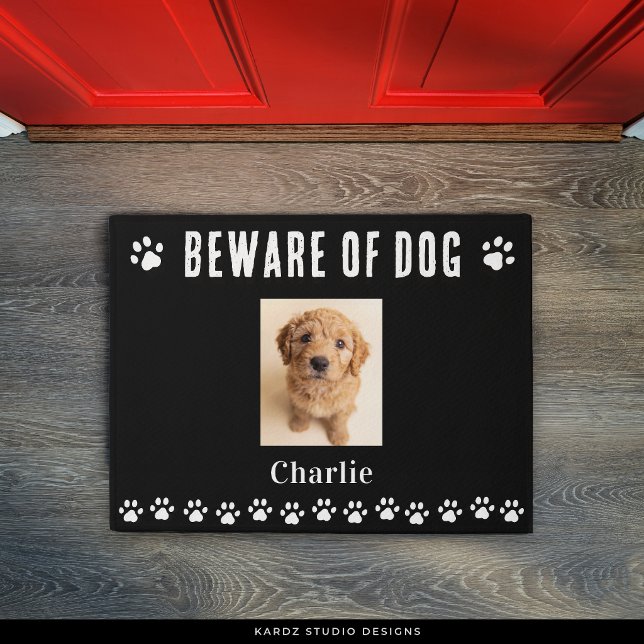 Tapete de Boas-Vindas com Foto de Cachorro Fofo (Add your dog's name and photo, edit text or leave as is.)