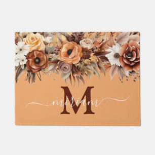 Tapete de Cozinha de Luxo: Flores Boho Marrons