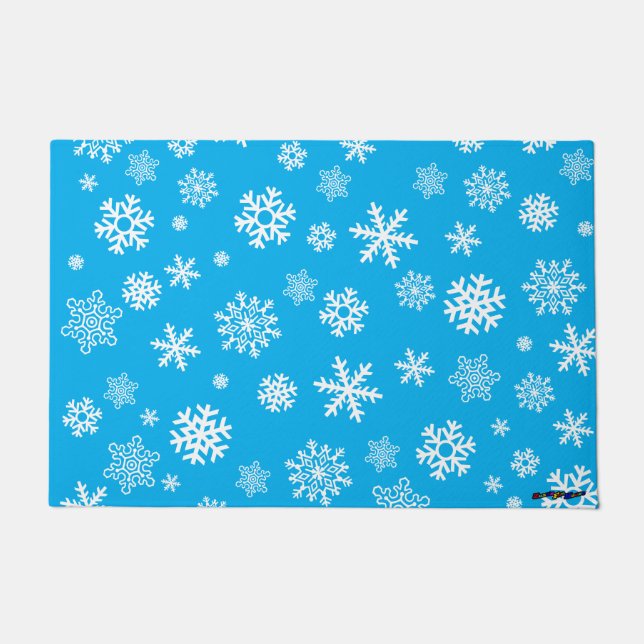 Tapete de entrada com flocos de neve personalizáve (Frente)