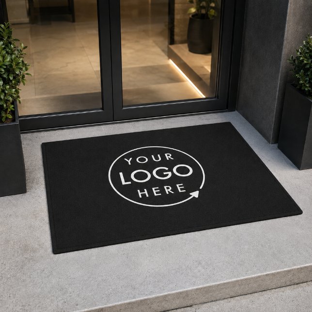 Tapete de Entrada com Logo | Tapete de Entrada Pre (Custom black logo doormat for business entrances, offices, salons, shops, and studios.)