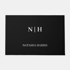 Tapete de entrada com logotipo de marca preta para