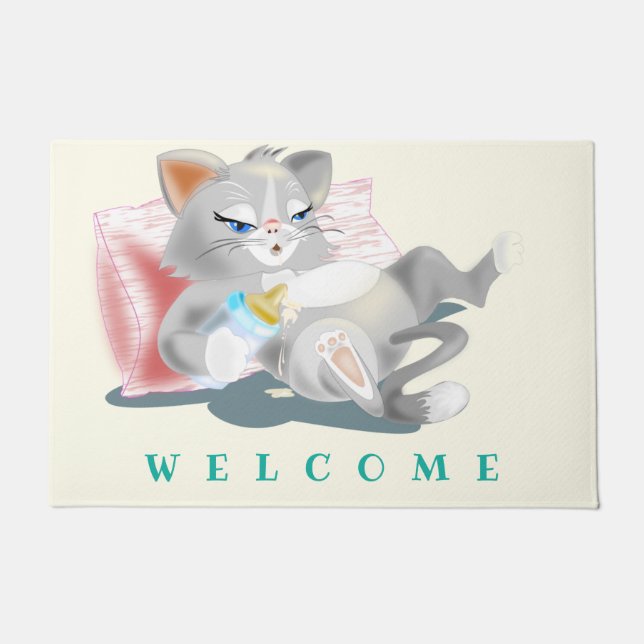 Tapete de Entrada de Gato Engraçado (Frente)