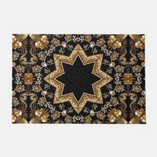 Tapete de Entrada Decorativo Dourado