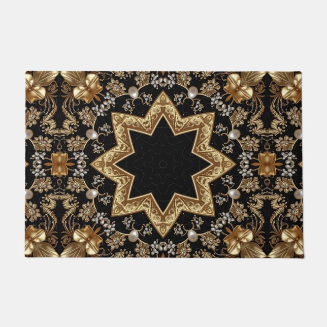 Tapete de Entrada Decorativo Dourado (Frente)