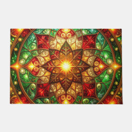 Tapete de Entrada Decorativo Verde Vermelho para F