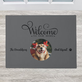 Tapete de Fibra com Foto de Cachorro de Boas-Vinda