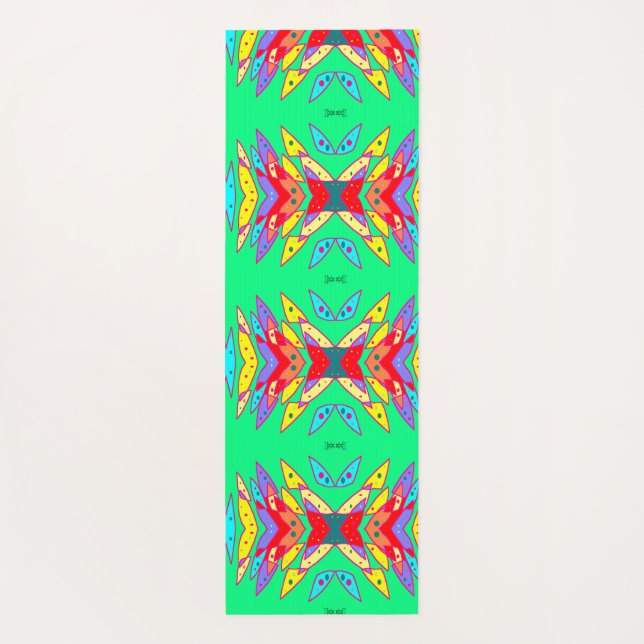 tapete de ioga verde-design e vermelho (Verso)