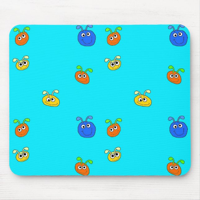 Tapete de Lugar Infantil Mouse Pad Azul Claro Bugs (Frente)