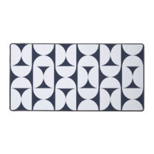 Tapete de Mesa Arqueado Navy & Branco Retro | Escr