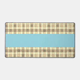 tapete de mesa azul de striptepe de gingham-bronze