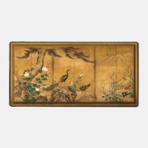 Tapete de mesa de arte de pássaros japoneses vinta