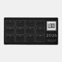 Tapete de Mesa de Calendário Preto 2026 com Logoti
