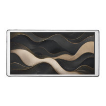 Tapete de Mesa de Onda Abstrata em Ouro Preto Luxu