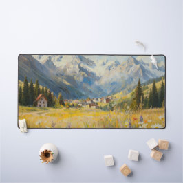 Tapete de Mesa Pintura a Óleo da Vila da Montanha