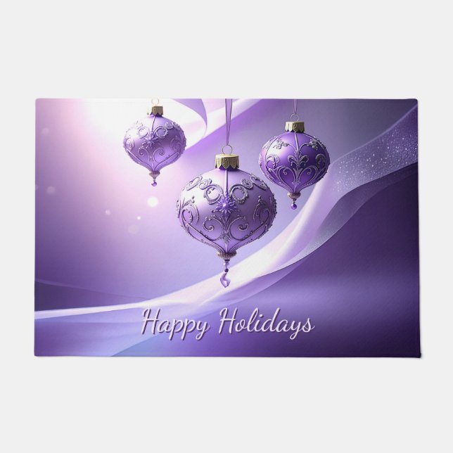 Tapete de Natal Bola de Natal Decorativa Roxa (Frente)