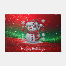 Tapete de Natal com Boneco de Neve e Rhinestones