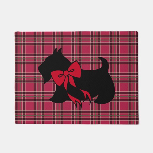 Tapete de Natal com Scottish Terrier com Laço  (Frente)